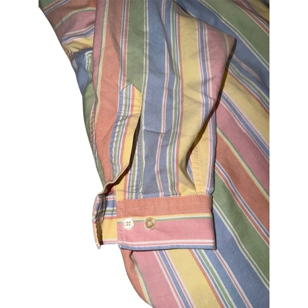 L.L.Bean Button-Up Shirt Womens XL Pastel Multicolor Striped Collared cabincore